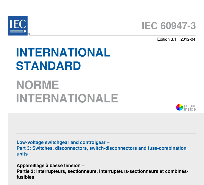 IEC 60947-3:2012 pdfダウンロード